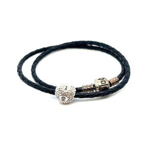 Pandora Black Cord W/ Unbranded Heart Charm